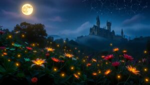 Twilight Whimsy in a Dreamy Garden – free AI stock image