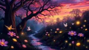 Twilight Whimsy in Enchanted Forest – free AI stock image