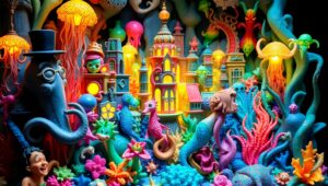 Underwater City of Clay Wonders – free AI stock image