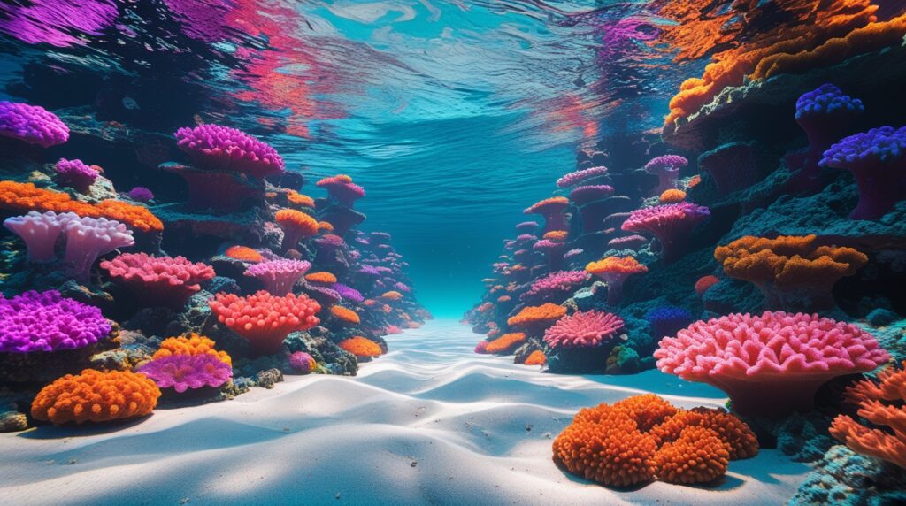 Underwater Coral Reef Metropolis – free AI stock image