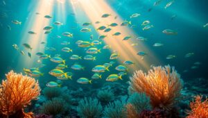 Underwater Dance of Colorful Fish – free AI stock image