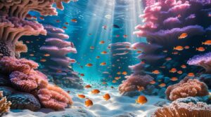 Underwater Nursery of Coral and Fish – free AI stock image