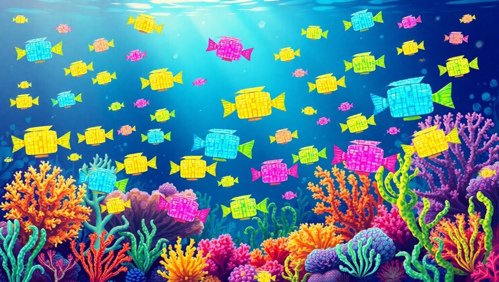 Underwater Pixel Art Adventure – free AI stock image