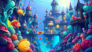 Underwater Pixel Paradise – free AI stock image