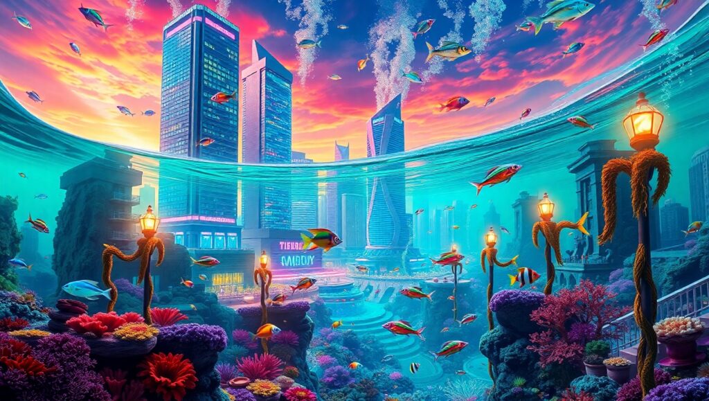 Underwater Urban Wonderland – free AI stock image