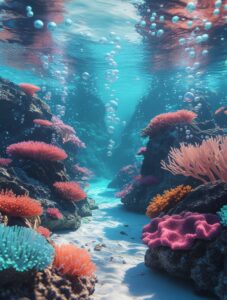 Underwater World of Colorful Coral Reefs – free AI stock image