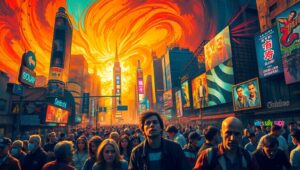 Urban Chaos: An Expressionist Perspective – free AI stock image