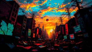 Urban Dissonance in Expressionist Style – free AI stock image