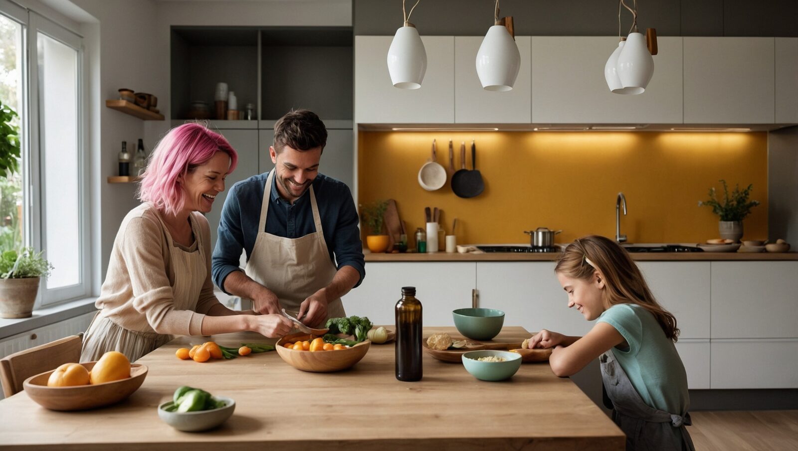 urban family living in a cozy apartment