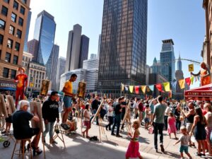 Urban Gatherings: A Day in the City – free AI stock image