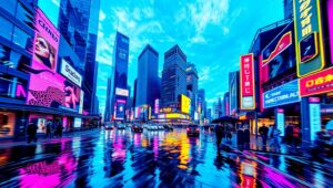Urban Glitch: Digital Dystopia – free AI stock image