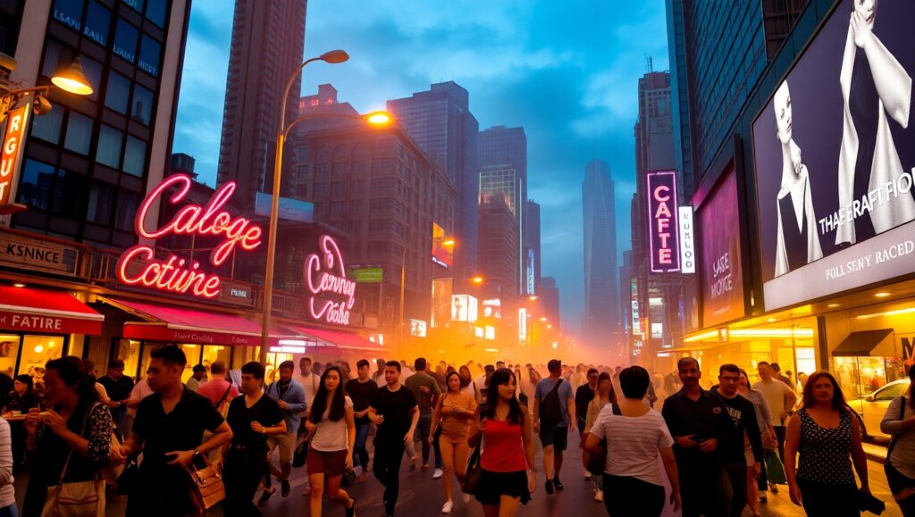 Urban Life at Dusk – free AI stock image