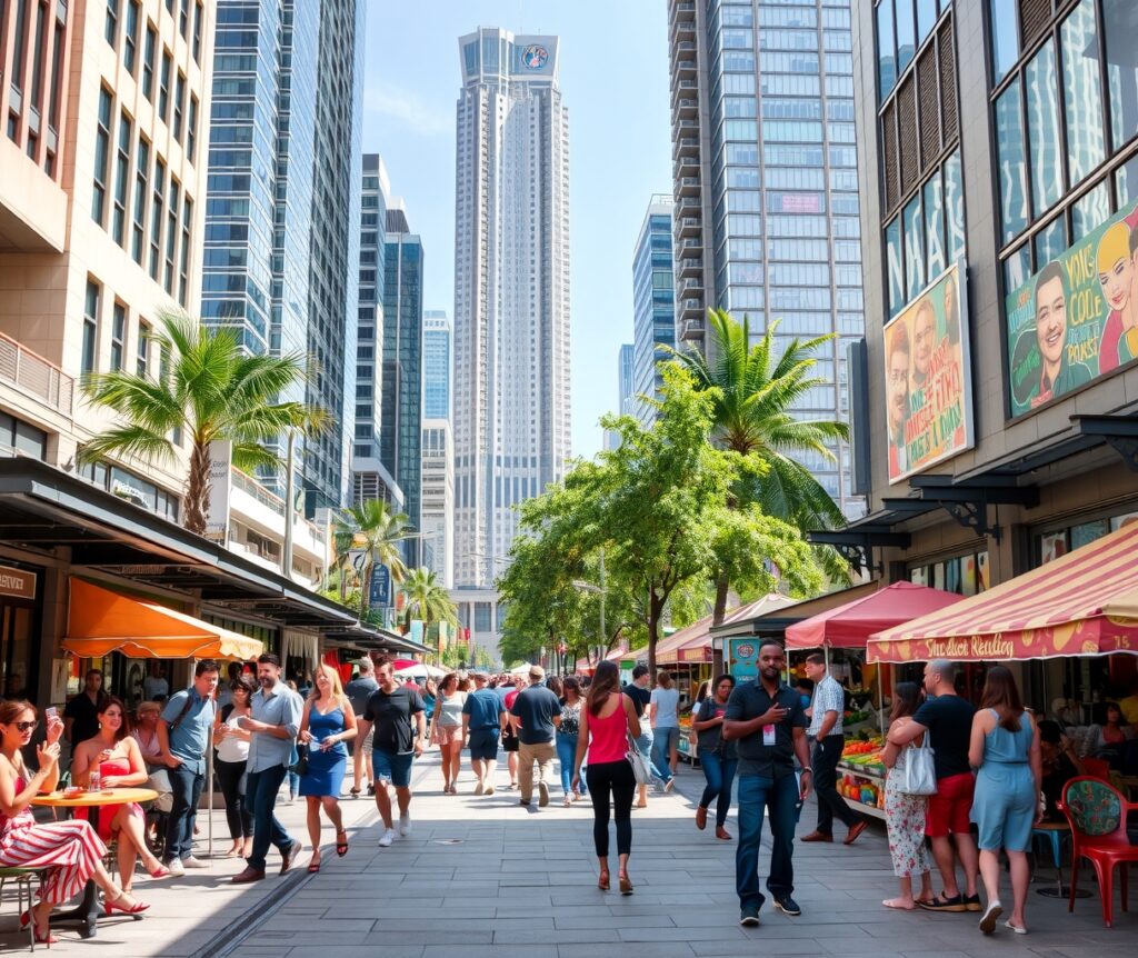 Urban Lifestyle Amongst Vibrant Cityscapes – free AI stock image