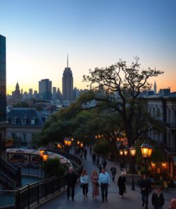 Urban Lifestyle: Evening City Walks – free AI stock image