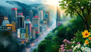 Urban Nature Fusion 7OW – free AI stock image