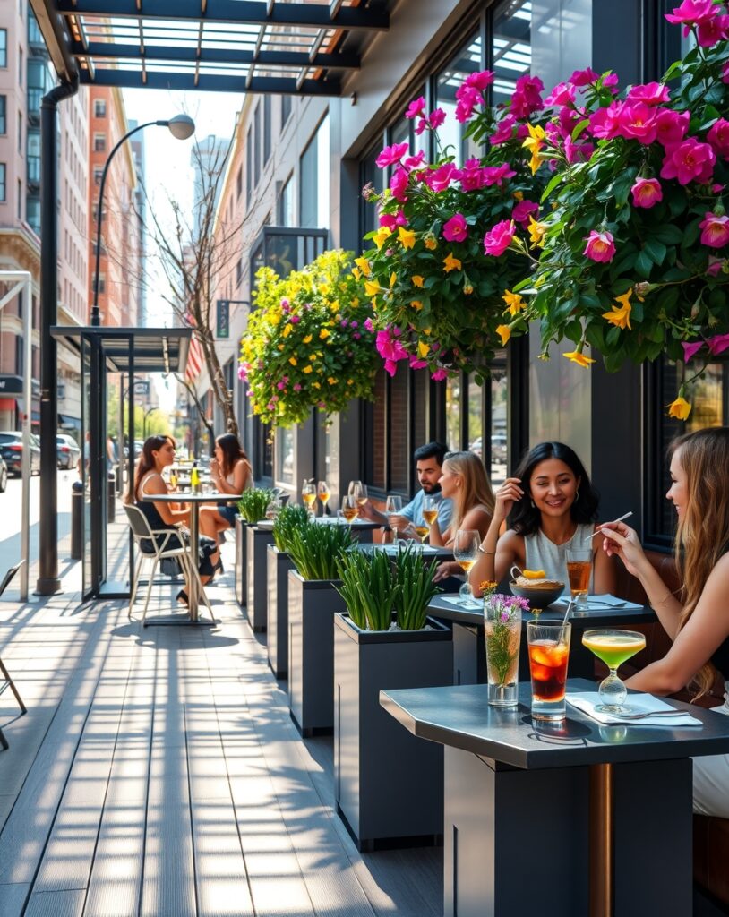 Urban Outdoor Café Lifestyle in Spring – free AI stock image