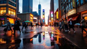 Urban Reflections at Dusk – free AI stock image