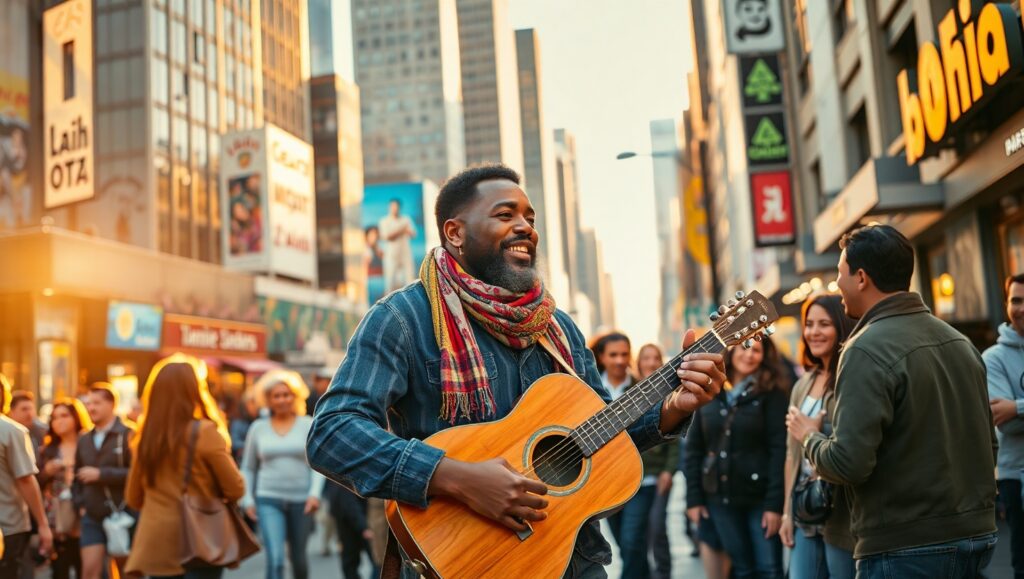 Urban Symphony at Sunset – free AI stock image
