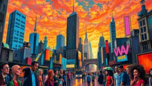 Urban Symphony of Distorted Emotions – free AI stock image