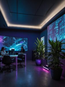 Urban Technology Hub with Diverse Innovators – free AI stock image