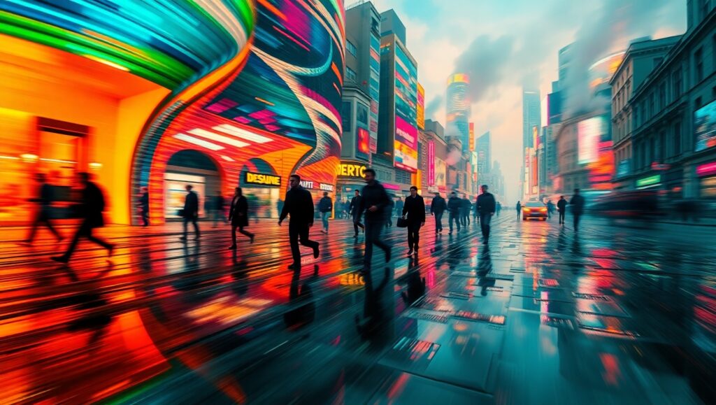 Urban Turmoil in Expressionist Style – free AI stock image