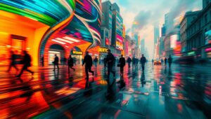 Urban Turmoil in Expressionist Style – free AI stock image