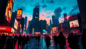 Urban Turmoil in Vivid Colors – free AI stock image