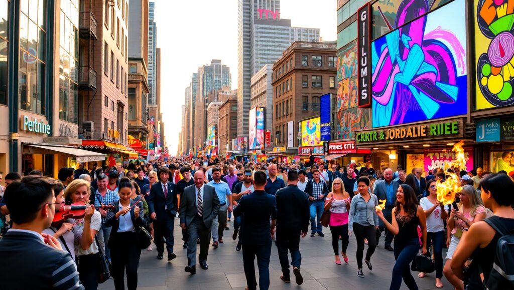 Urban Vibrance at Dusk – free AI stock image