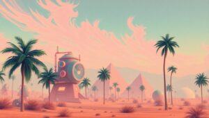 Vaporwave Dreams and Neon Schemes – free AI stock image