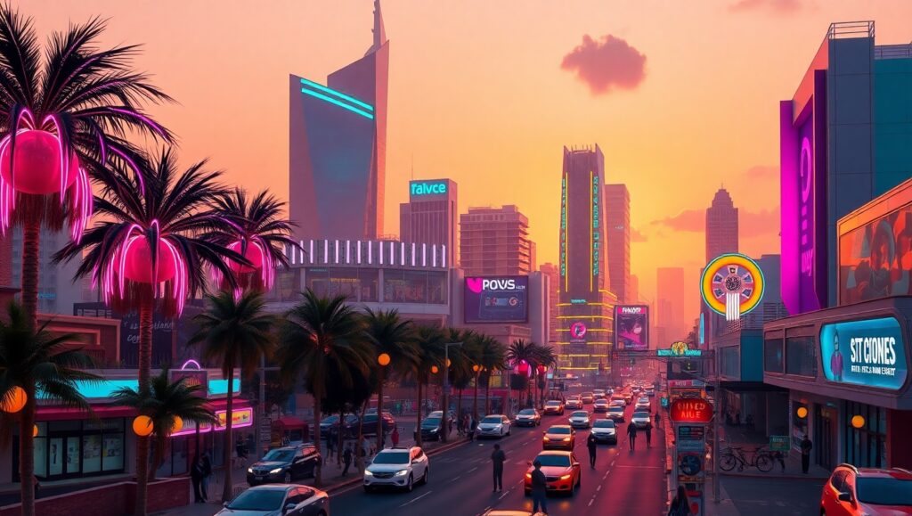 Vaporwave Dreams in Neon Lights – free AI stock image