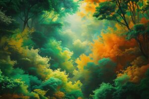 Vibrant Abstract Forest Canopy Colors – free AI stock image