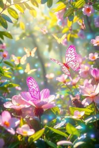 Vibrant Animated Fantasy Garden Scene – free AI stock image