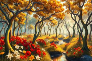 Vibrant Animated Forest with Dancing Trees – free AI stock image
