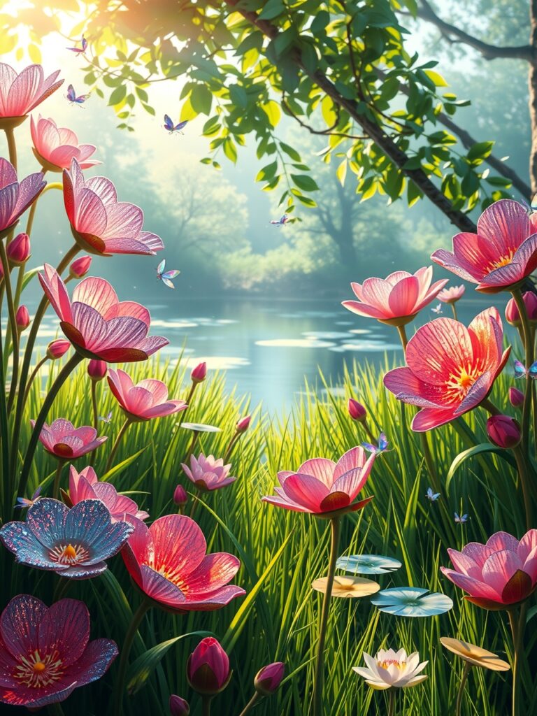 Vibrant Animated Garden of Dreams – free AI stock image