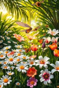 Vibrant Animated Garden with Dancing Flowers – free AI stock image