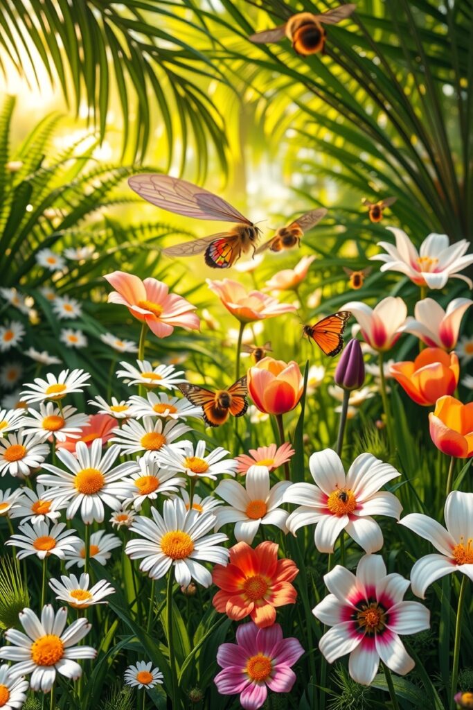 Vibrant Animated Garden with Dancing Flowers – free AI stock image