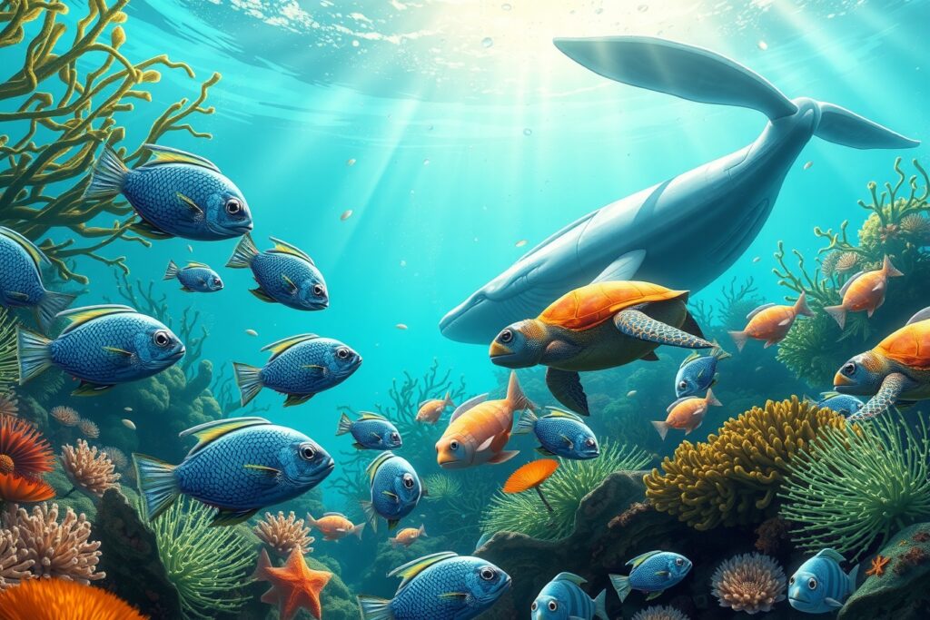 Vibrant Animated Underwater Adventure Scene – free AI stock image