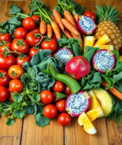 Vibrant Assortment of Fresh Fruits and Vegetables – free AI stock image