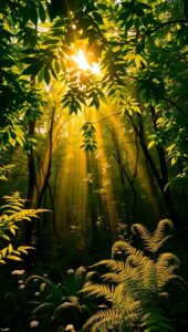 Vibrant Background of a Serene Forest – free AI stock image