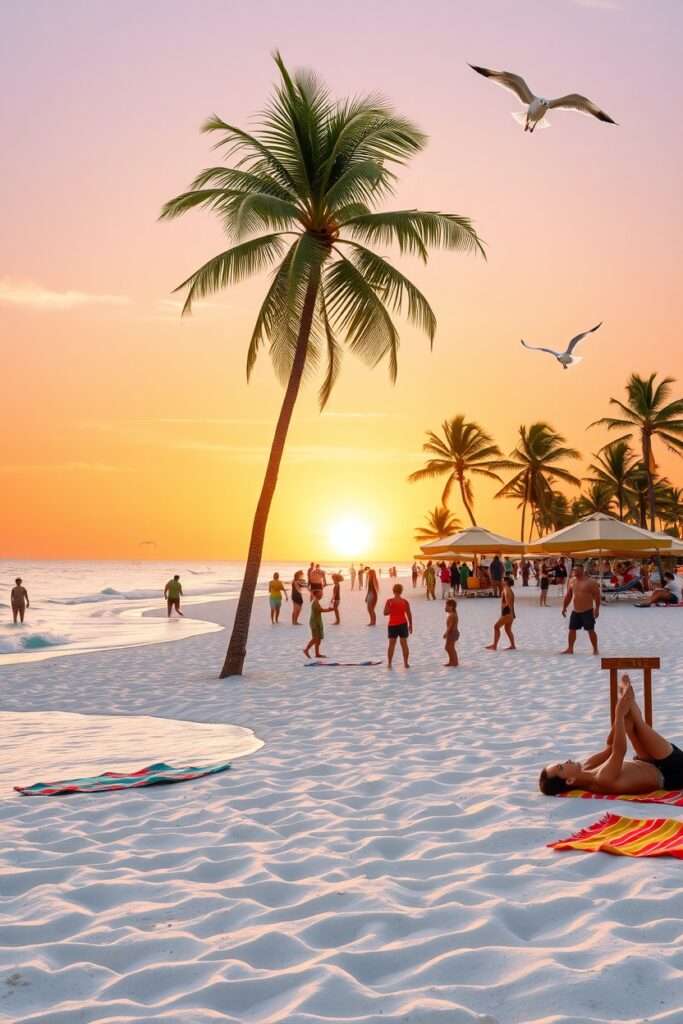 Vibrant Beach Scene for Holidays Celebration – free AI stock image