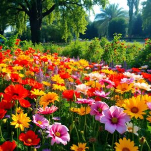 Vibrant Blooming Flower Garden – free AI stock image