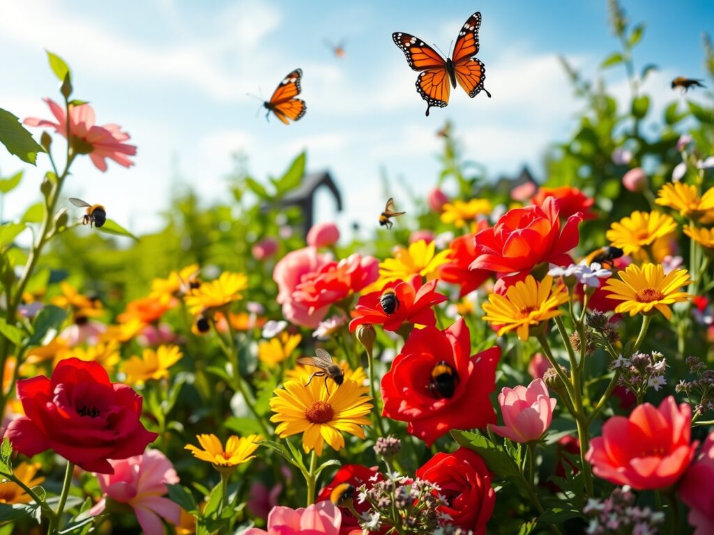 Vibrant Blooming Flower Garden – free AI stock image