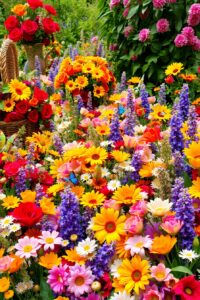 Vibrant Blooming Flower Garden in Spring – free AI stock image
