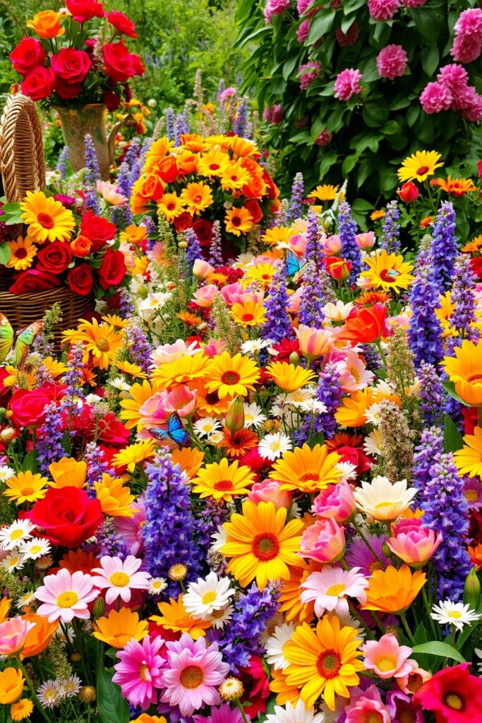 Vibrant Blooming Flower Garden in Spring – free AI stock image