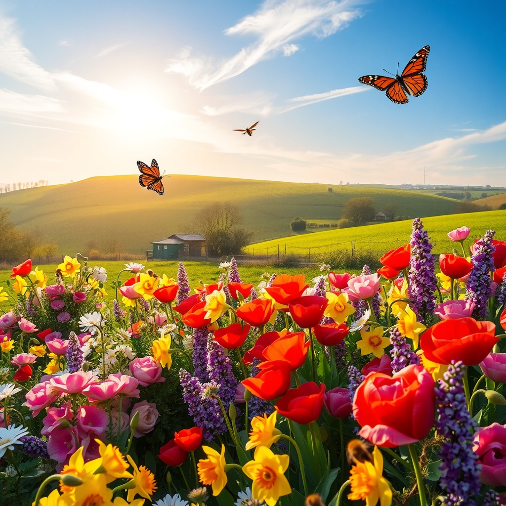 Vibrant Blooming Flower Garden in Spring – free AI stock image