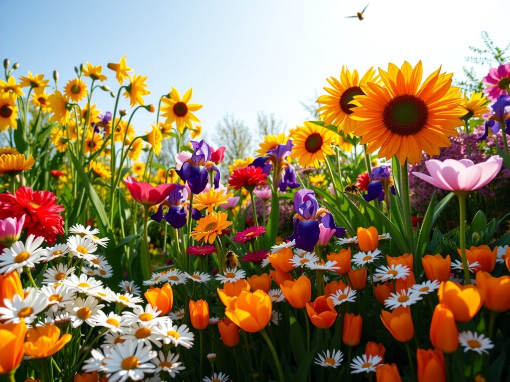 Vibrant Blooming Flower Garden in Spring – free AI stock image