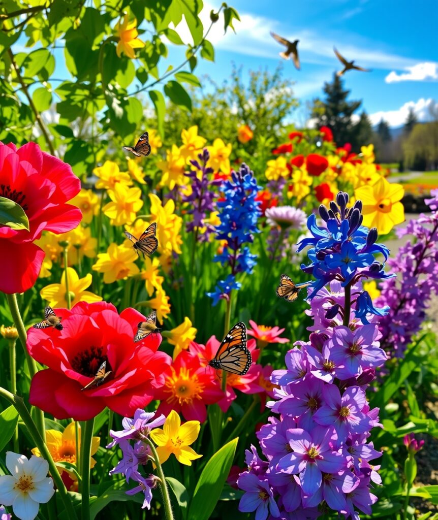 Vibrant Blooming Flower Garden in Spring – free AI stock image