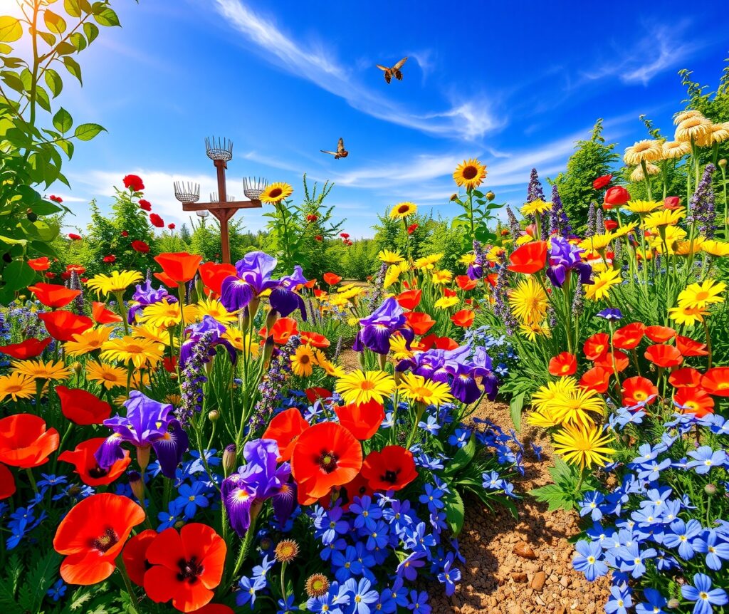 Vibrant Blooming Flowers in a Garden – free AI stock image