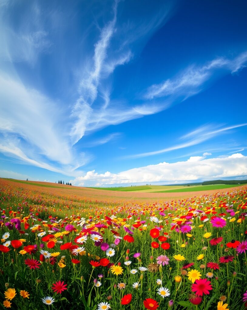 Vibrant Blooming Flowers in a Meadow – free AI stock image