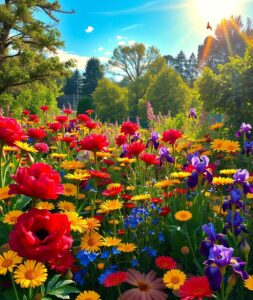 Vibrant Blooming Garden of Colorful Flowers – free AI stock image